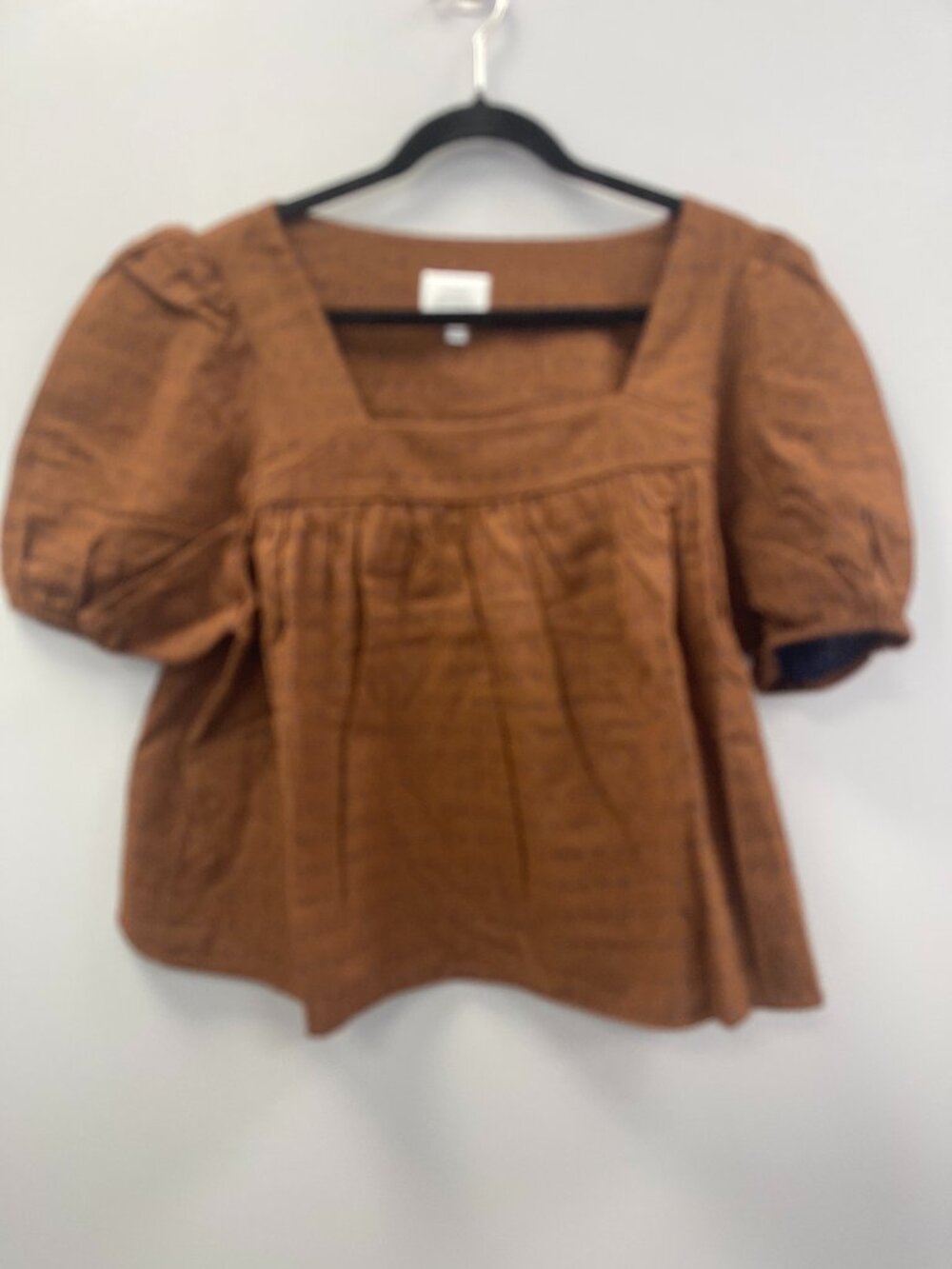 Things Between Square Neck Puff Sleeve Top in Brown - Large - NWT